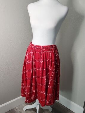 LuLaRoe Madison Red Plaid Skirt With Pockets XL